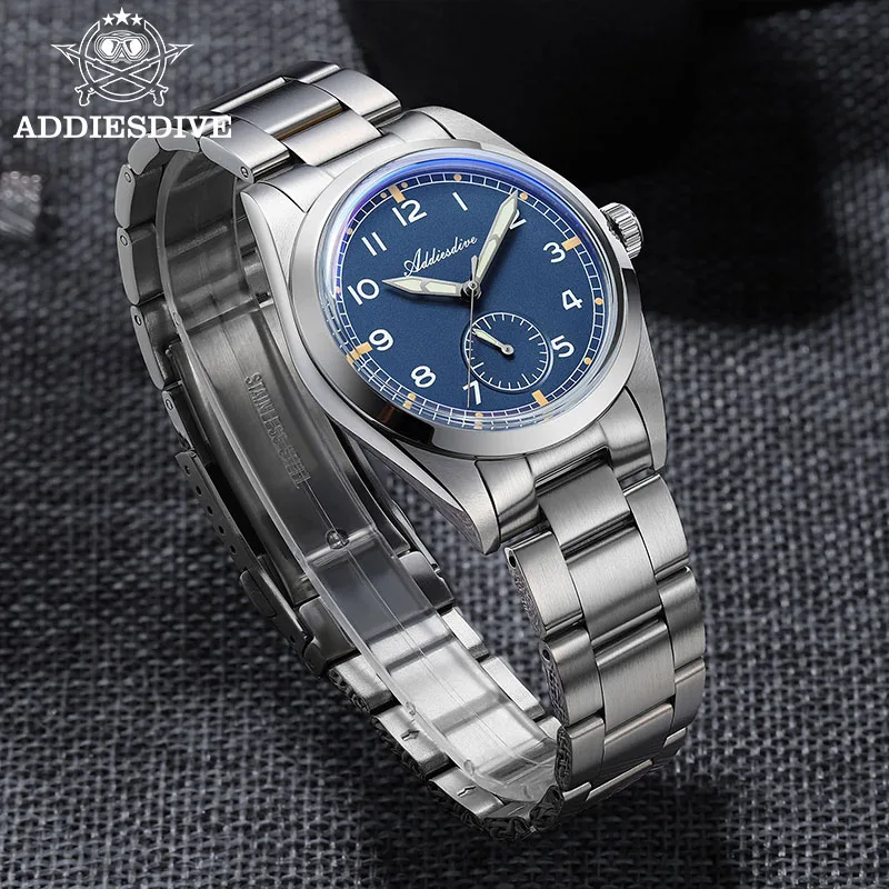 

ADDIESDIVE 36mm New Watch VH60 Sub-dials Luxury Domed Glass 100m Waterproof Luminous 316L Stainless Steel Men Quartz Wristwatch