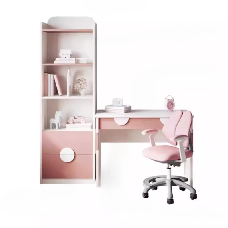 Student Bookcase Children Desk Student Home Combination Writing Study Table Children Furniture Comes With Writing Chair Set