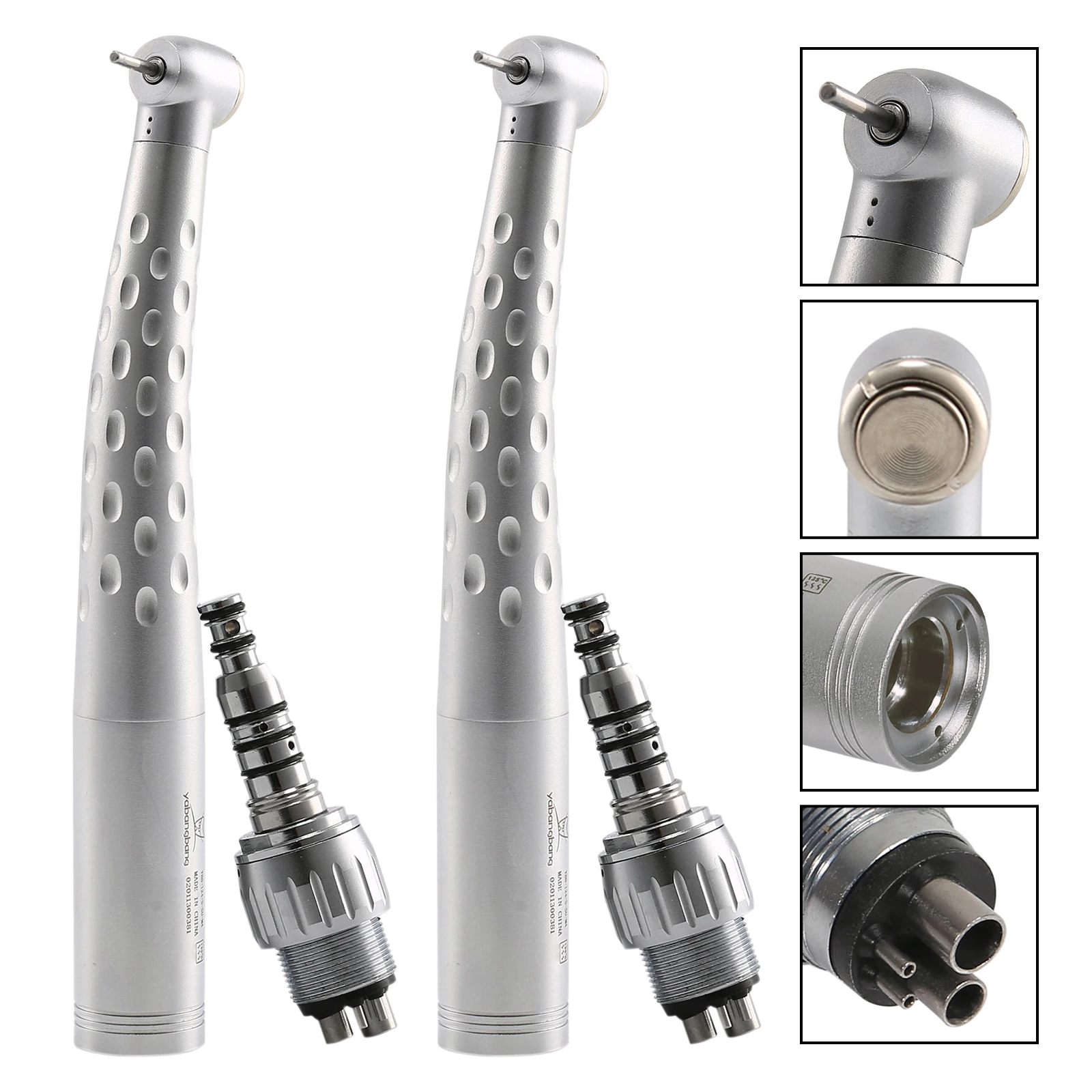 2Pcs Standard Head Dental High Speed Handpiece 4 Hole Push Button Single Water Spring With 4 Hole Quick Coupler KAVO Style