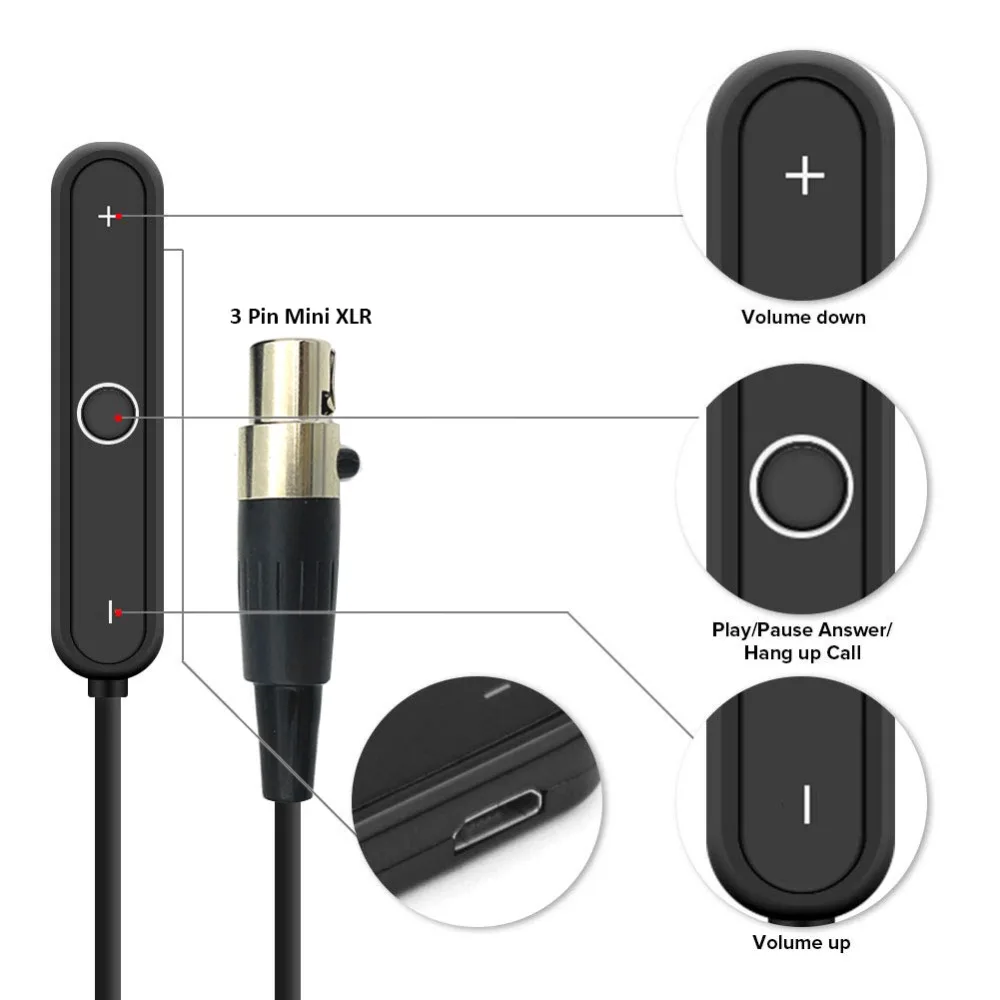 Mini XLR 3 Pin Bluetooth 5.0 Handsfree Wireless Receiver for AKG K702 K712 K271 Q701 K141 K171 K181 M220 K240 MKII Headphones