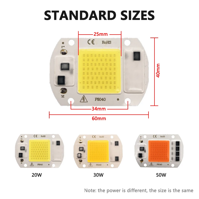 New 20W 30W 50W LED COB Lamp Beads AC 110V 220V High Voltage Driver-Free Linear Light Source Panel Warm Cool White Full Spectrum