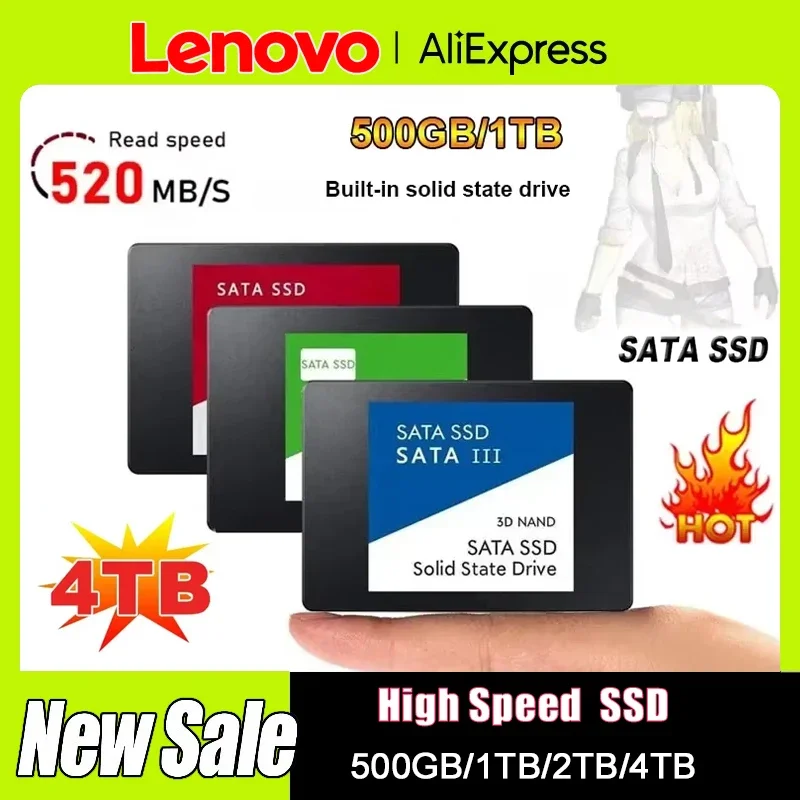 

Твердотельный накопитель Lenovo 4 ТБ SSD, высокоскоростной, 500 ГБ, 1 ТБ, 2 ТБ, внутренний жесткий диск SATA3 2,5 дюйма для ноутбуков, микрокомпьютеров, настольных ПК