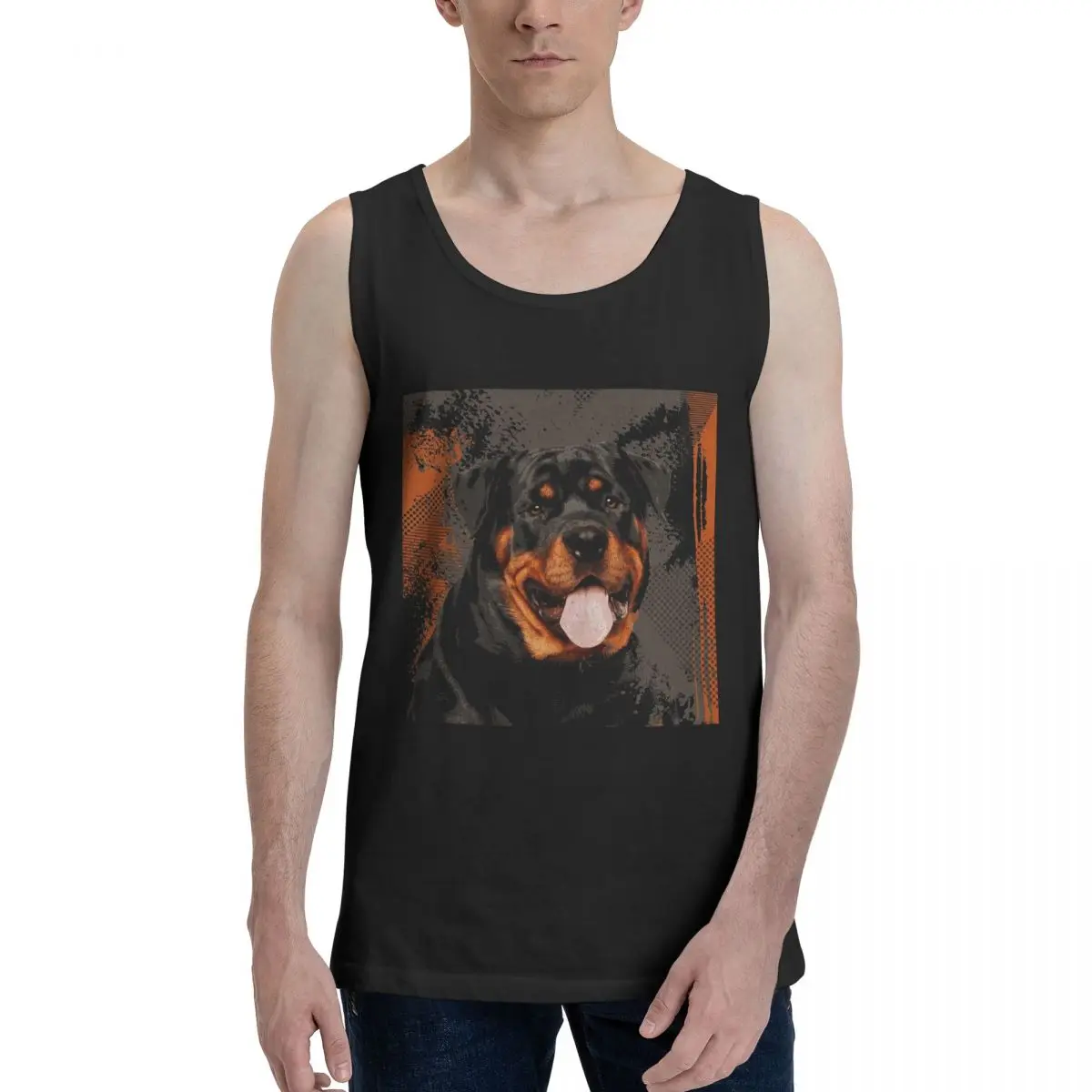 Rottweiler - Metzgerhund Digital Art 100% Cotton Men's Sweatshirt Vest Sleeveless Clothing Tees Men Tank Tops T-shirt
