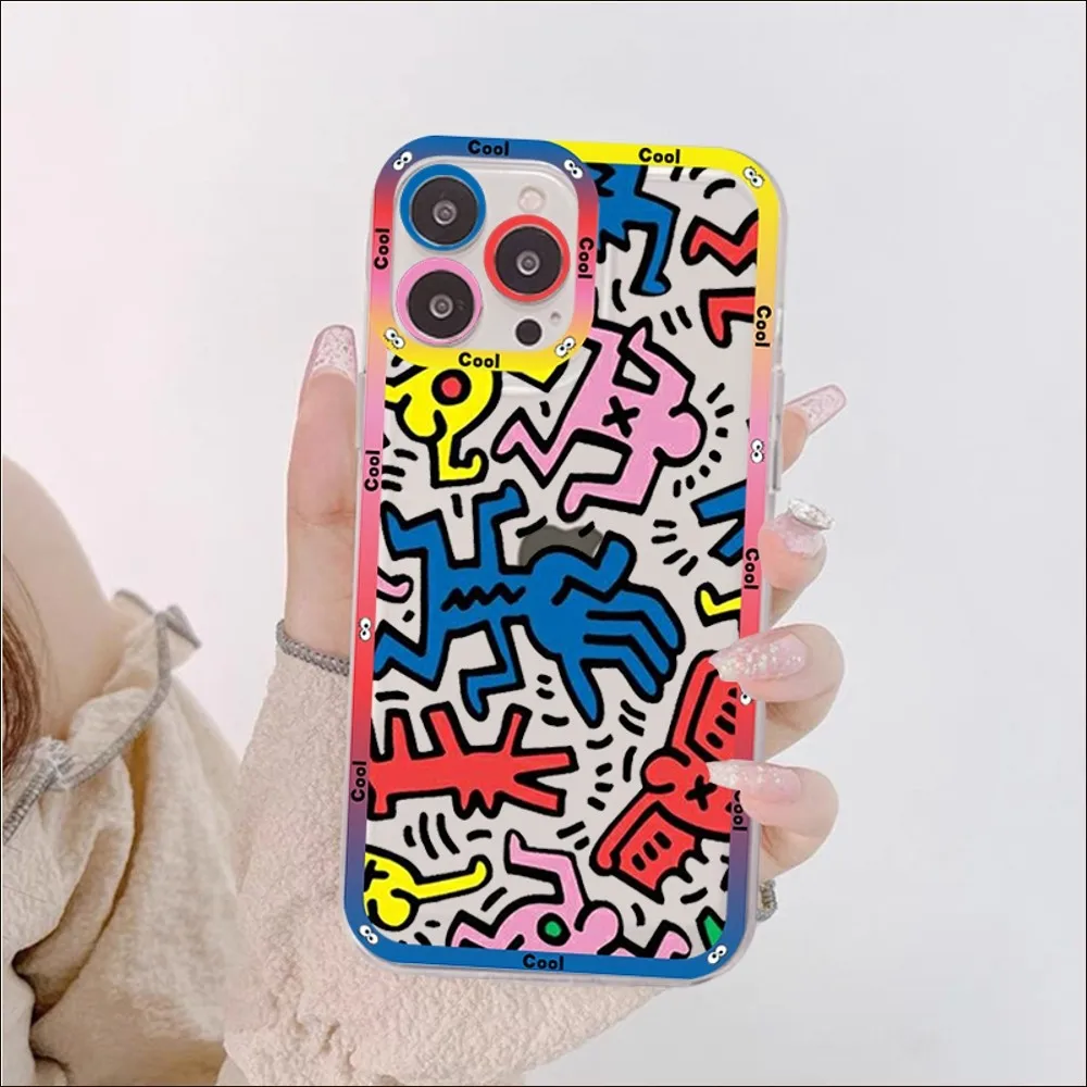 Graffiti K-Keith Art Abstract Phone Case For IPhone 11 12 13 14 Mini Pro Max XR X XS TPU Clear Case For 8 7 6 Plus SE 2020