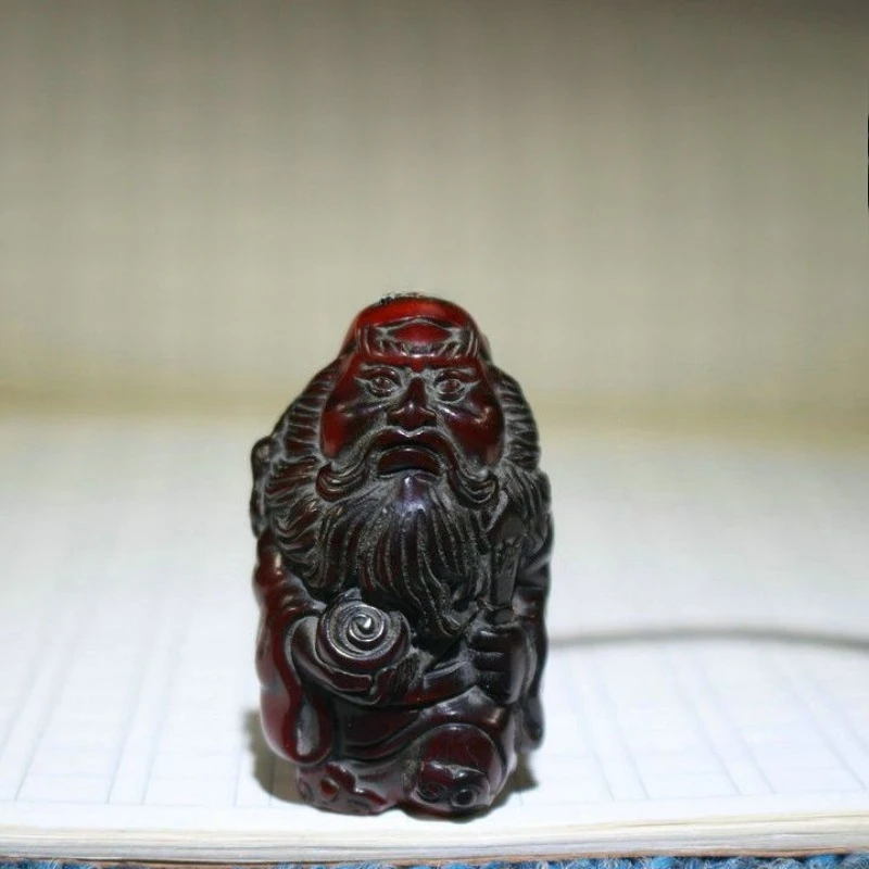 Ox horn Carved Zhong kui Statue Ornaments Craft Gift
