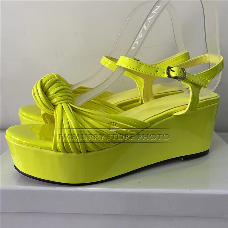 Sandali moderni con cinturino alla caviglia con fiocco colorato donna Sexy Open Toe sottile tacco alto con zeppa con zeppa scarpe da festa estive