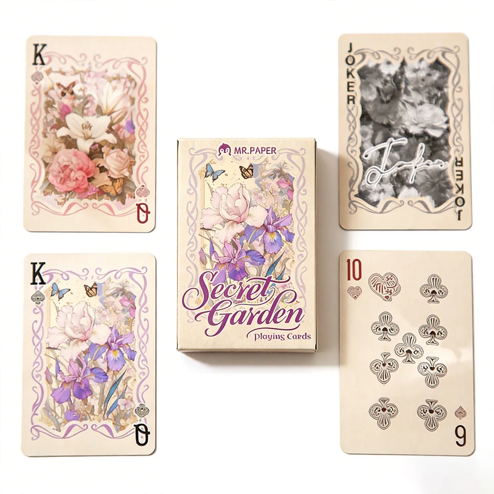 

Игральные карты с цветочным узором «Тайный сад», 55 карт (9,0x6,0 см), колода с винтажными цветочными иллюстрациями, идеально подходит для взрослых и коллекционеров.