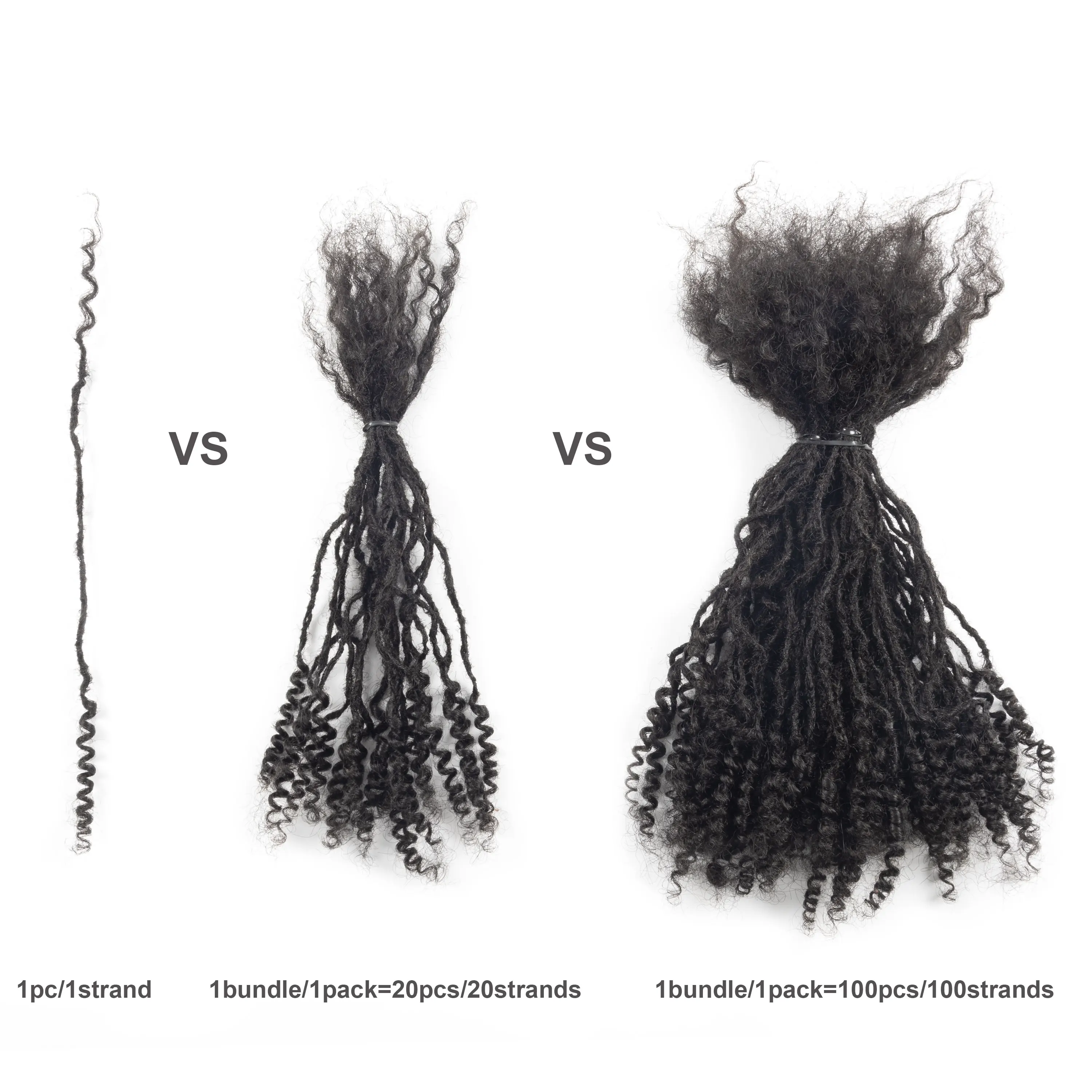 8''X0.15cm 100strands/pack Interlocs With Curly End Dreadlocks Extensions 100% Human Hair Handmade X-small Size Locs Extensions