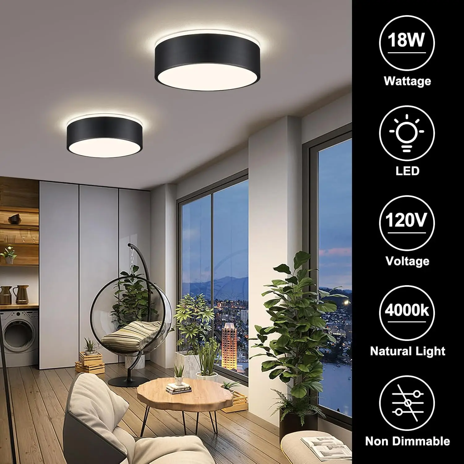 Vikaey Zwart Led-Plafondlamp, Moderne Inbouwplafondlamp, Minimalistische Ronde Metalen Verlichtingsarmatuur Plafondlamp