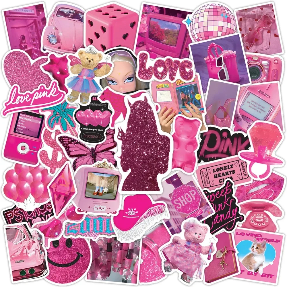 50PCS New Cartoon Pink Personality Creative Computer Suitcase Mobile Phone  Chair  Decoration Waterproof Sticker