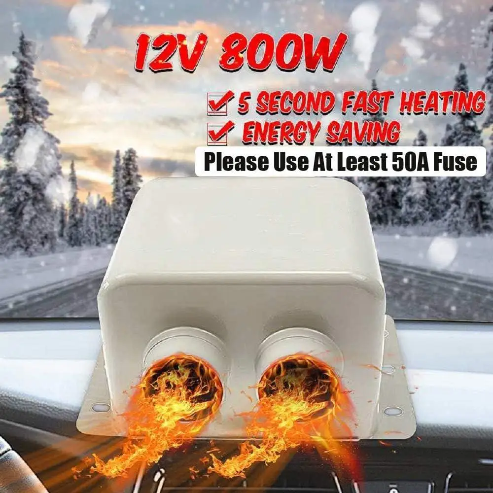 

12V/24V 800W/600W Portable Car Heater Kit High Power Double Outlet Fast Heating Defrosting for Automobile Windscreen Winter