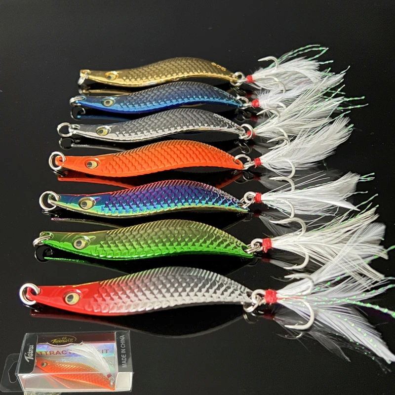 1PCS Fishing Spoon Lure Single Hook Artificial Metal Hard Bait Trout S-shaped Spinner Sequins Fishing Tackle