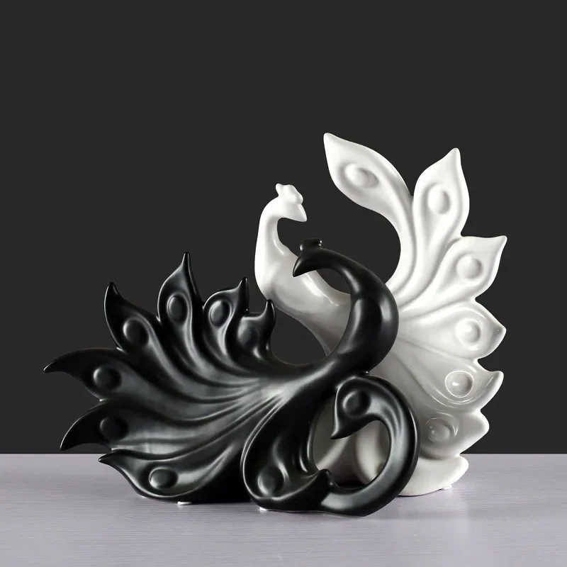 MGT-Peacock Open Screen Ceramic Art Decoration, Creative Animal Statue, Good Life Home Decoration, Exquisite Gift