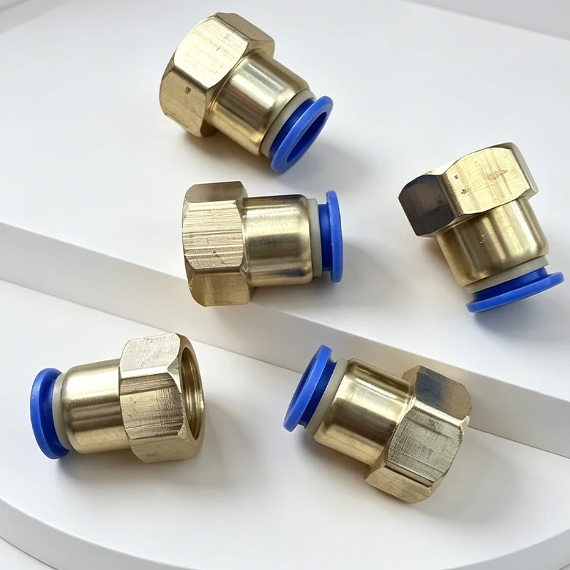 50PCS Pneumatic Quick Connector Female Thread Straight PCF6-01/8-02/10-03/12-04 Air Pipe Push-In Female Thread Fitting
