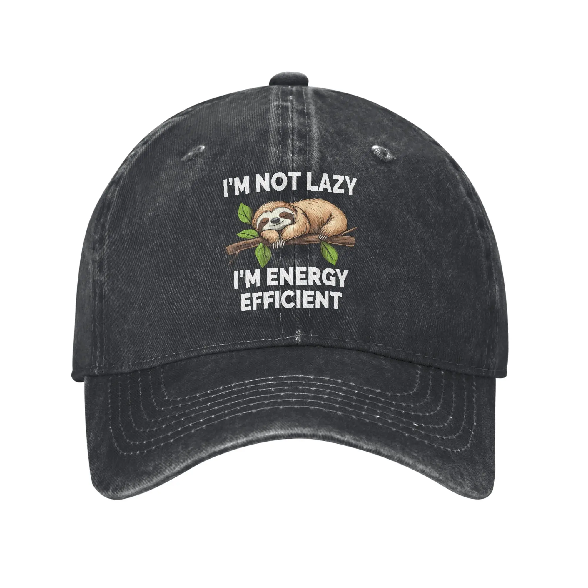 I'm Not Lazy I'm on Energy Saving Mode Funny Sloth Baseball Caps Vintage Distressed Denim Sun Cap Unisex Outdoor Gift Hats Cap