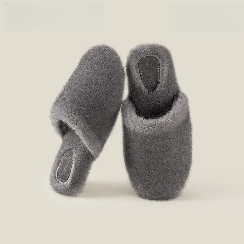 

Новые женские латексные хлопковые тапочки, осенне-зимние домашние противоскользящие теплые тапочки из искусственной норки с мягкой подошвой и закрытым носком