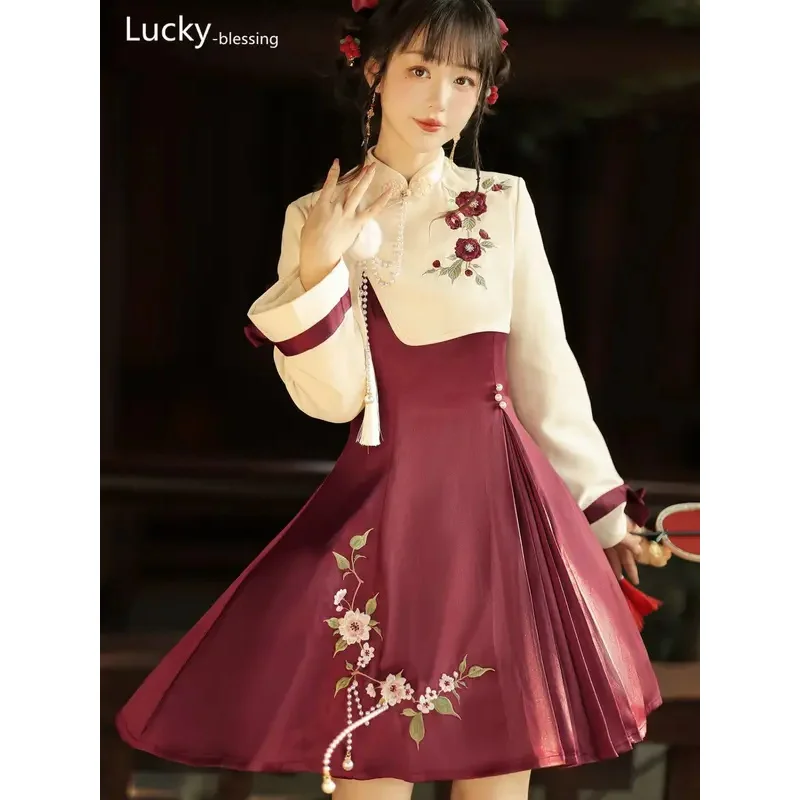 Japanischen Stil Kleid Frauen Kimono Kamelie Datum Lolita Chinesischen stil Hanfu weibliche Han element top kleid herbst anzug