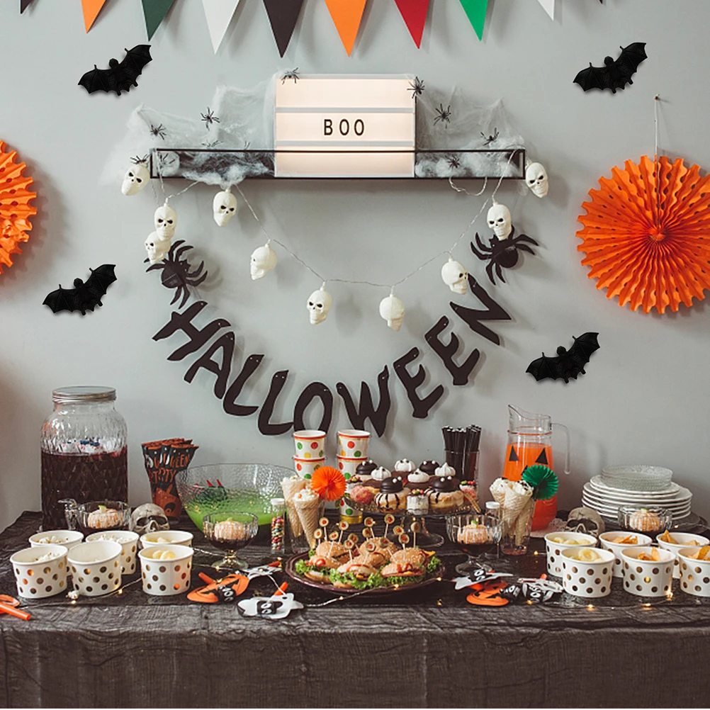 

10pcs Bats Halloween Decor Hanging Wall Decals Mini Resin Black Flying Scary Mini Halloween Decorations Bat prank