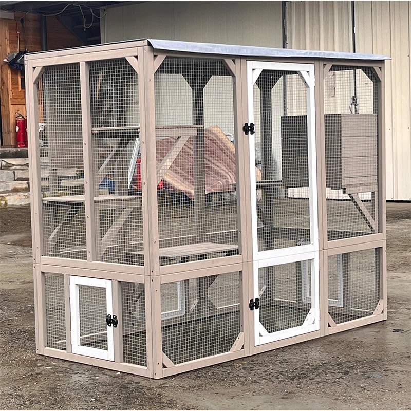 Wholesale Large Space Pet Cage Wooden Outdoor Waterproof Cat Villa House With Cat Tree Tower Cat Playground Cage view 3