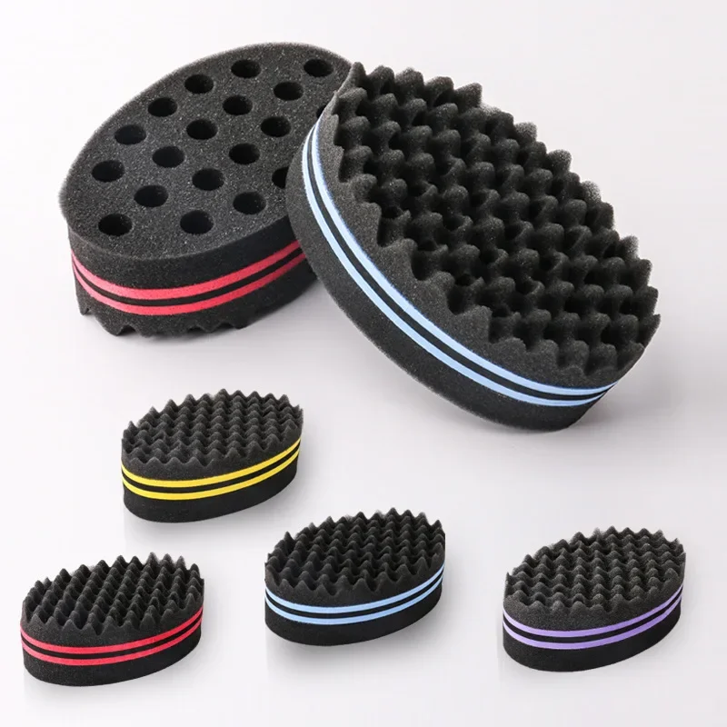 New double-sided twisted hairbrush sponge for Afro coil wavy hair twisted braid fear twist lock braid curling brush tool