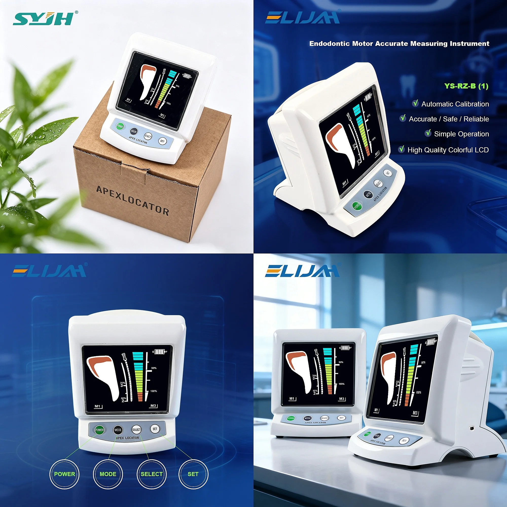 Dentals Mini Apex Locator Automatic Calibration Color LCD 97.5% Accuracy Root Canal Measurement