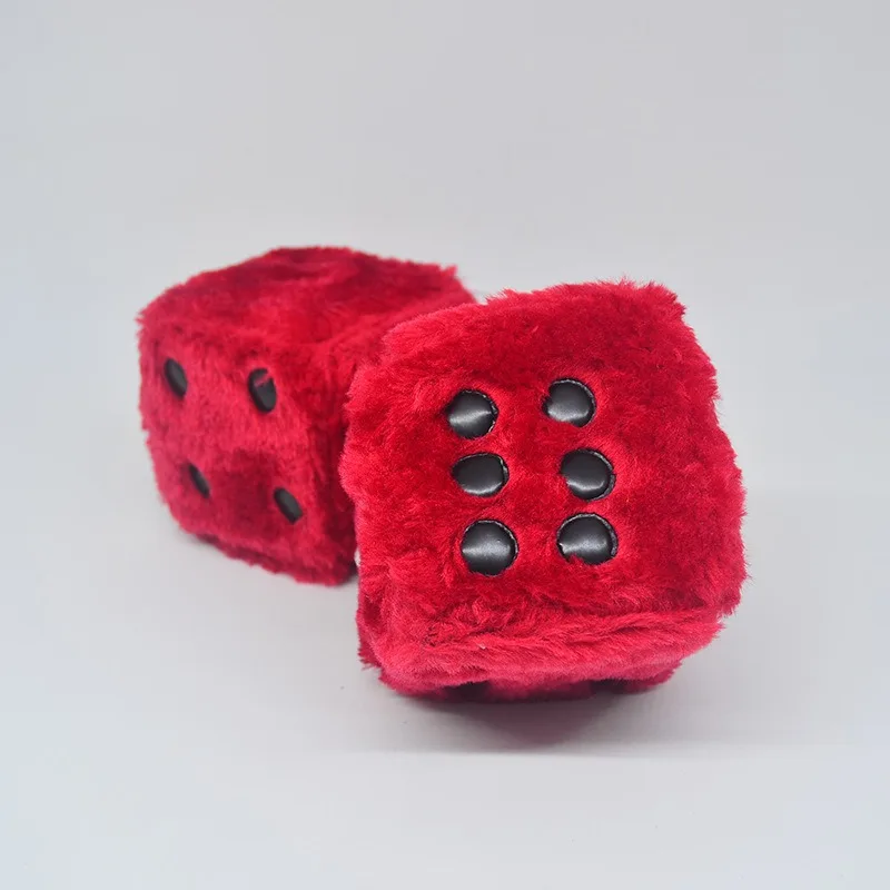 Plush Dice Car Hanging Ornament Retro Fluffy Cube Pendant Rearview Mirror Lucky Decor Gift for Auto Interior Car Accessories