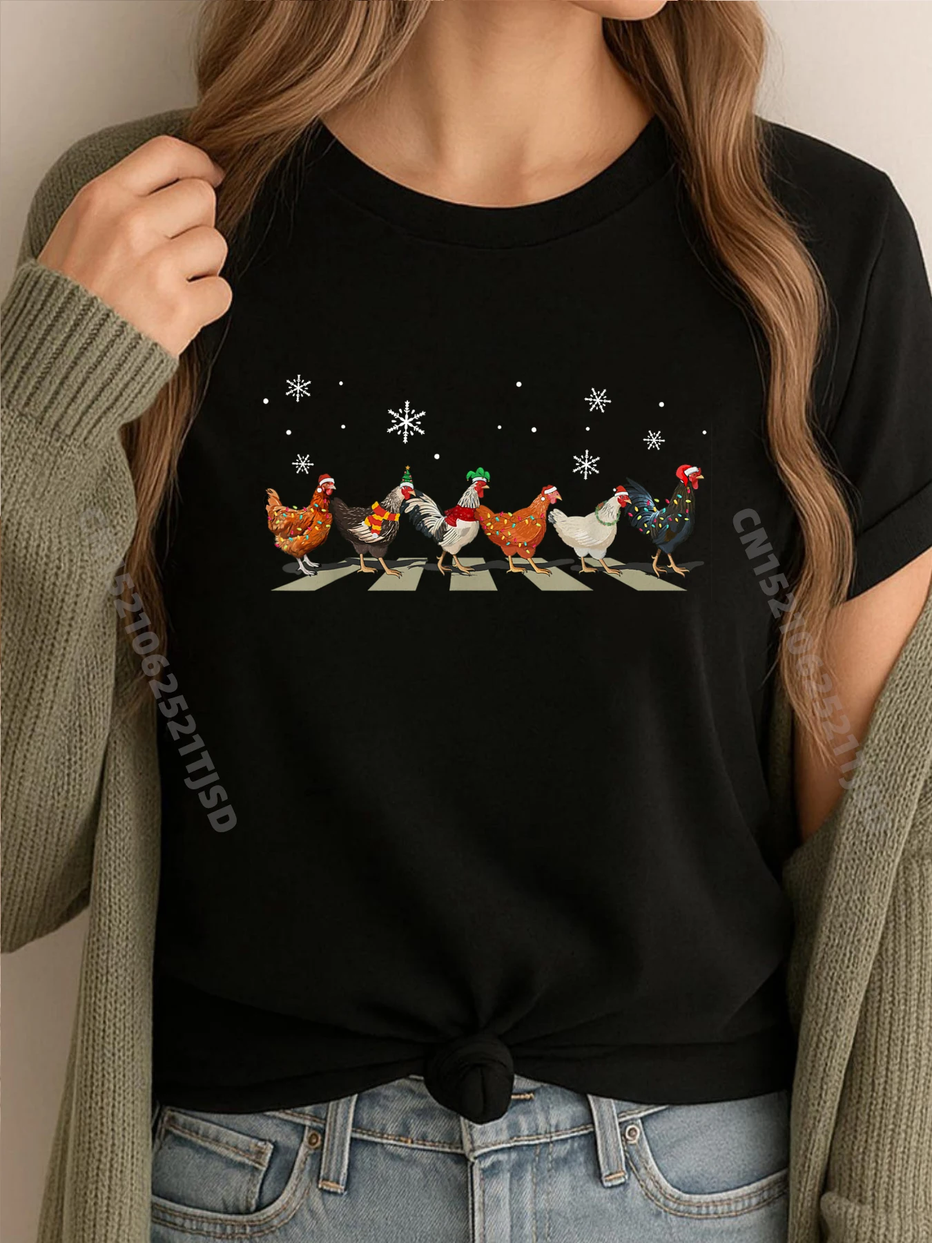 

Рождественская пижама с изображением Санта-Клауса, пешеход, курицы, фермы, хлопковая мужская футболка высокого качества, футболки на Хэллоуин