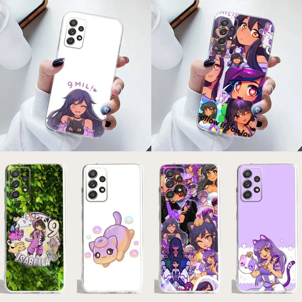 

A-Aphmau Meow Anime Cats Phone Case Silicone For Samsung S30,23,21,22,20 FE lite,S10,9,PIus Note20ultra Soft Transparent