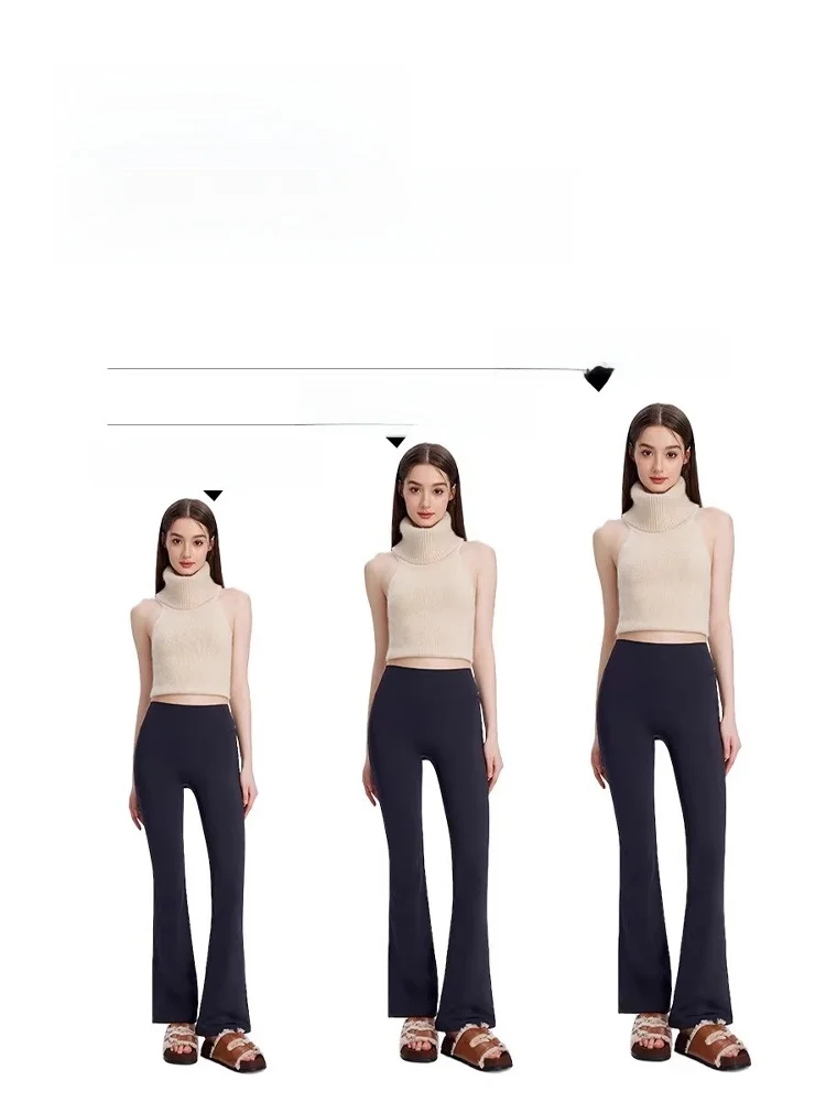 Pantalones de Yoga de piel de arca con forro de Fce de cintura alta para mujer, pantalones largos adelgazantes con Control de barriga y corte de bota, novedad de Otoño Invierno