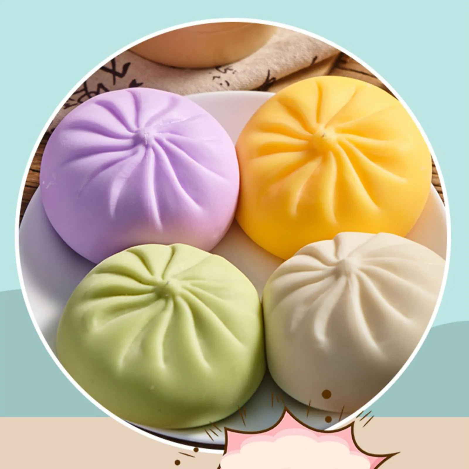 

Гигантские шарики для снятия стресса с клецками, красочная булочка Bao, креативная поддельная сенсорная игрушка для снятия стресса, ручная игрушка, шарик для теста с пароваркой для еды
