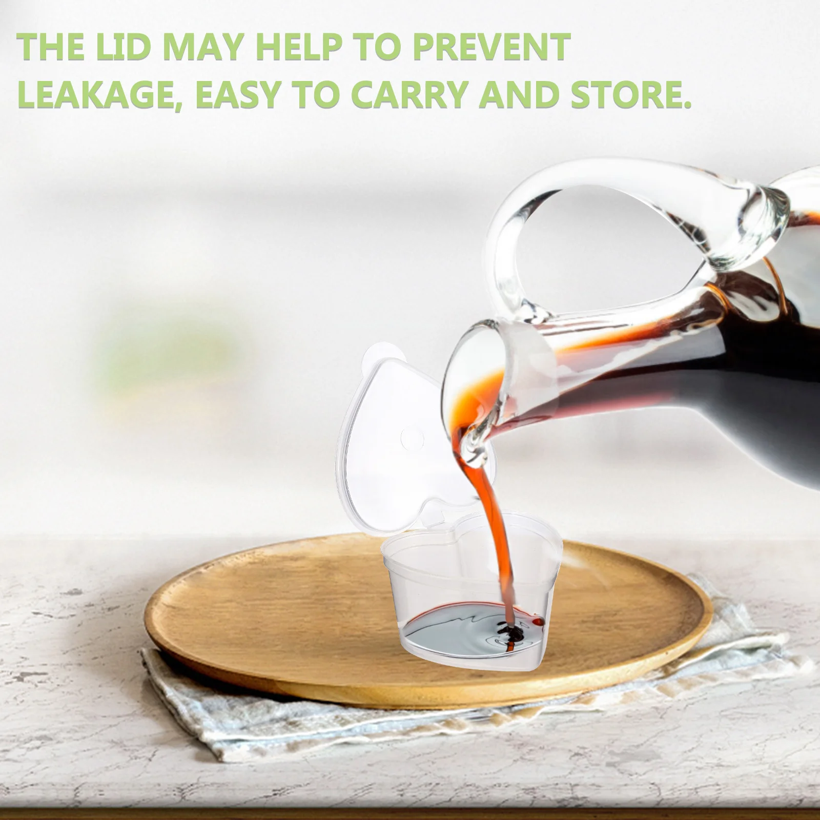 

50Pcs 50Ml PP Plastic Transparent Heart Shaped Spice Storage Containers Leak Proof with Lid for Sauce Jar Organizing Kitchen