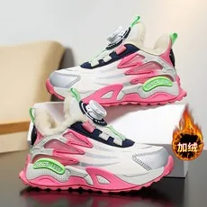 

Милые розовые зимние теплые прогулочные туфли для девочек, легкие детские модные кроссовки для занятий спортом на открытом воздухе, теннисные детские кроссовки