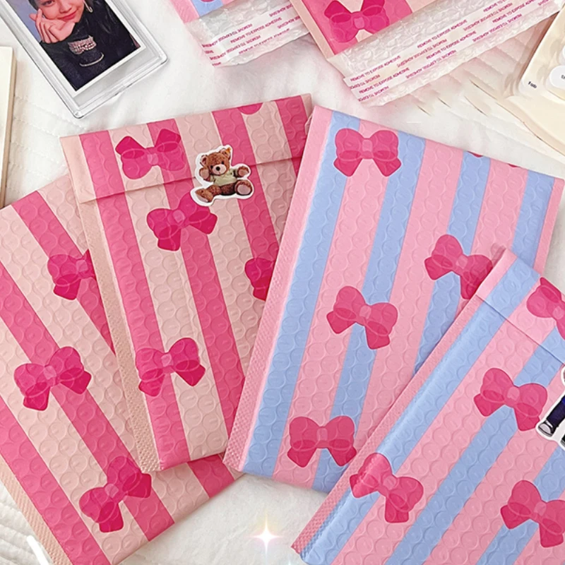 5PCS Cute Bowknot Bubble Envelope Bag Pink Blue Bubble PE Waterproof Self Seal Mailing Bag Padded Envelopes Gifts Packaging Bags