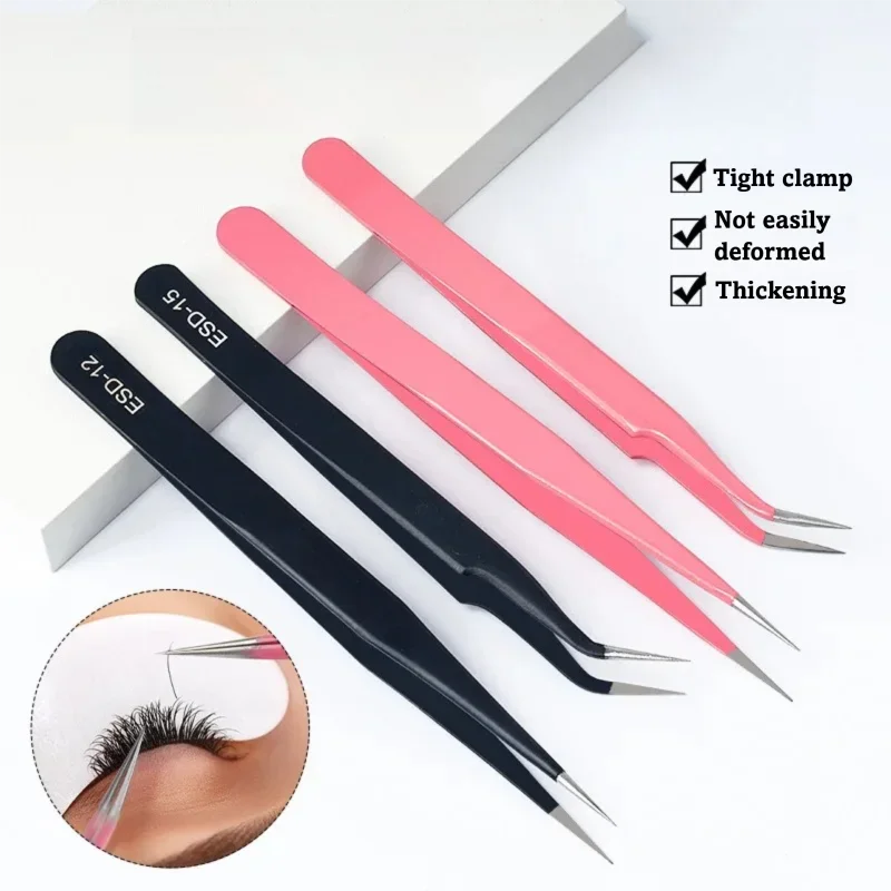 Stainless Steel False Eyelash Tweezers Curved Straight Lift Eyebrow Clip Nail Art Makeup Tool Eeyelashes Extension Tweezers