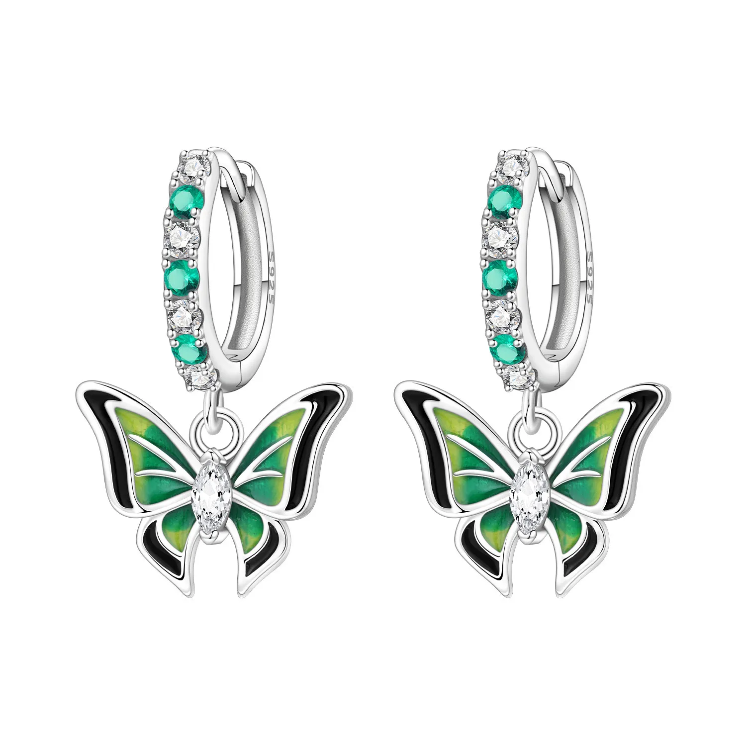 Orstarry Ohrringe aus 925er-Sterlingsilber, grüner Schmetterling, Insekten-Ohrringe, origineller Schmuck, Tropfenohrringe, Schmuck, Party, Jahrestag, Geschenke