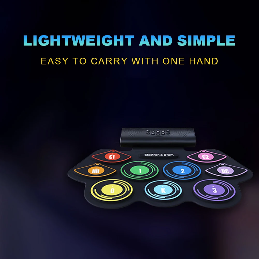 5 فولت مجموعة طبلة إلكترونية المدمج في مكبر الصوت 9 منصات نشمر مجموعة طبلة مع أفخاذ الحفاظ على دواسة مع شاحن بطارية 1200/1000 #3