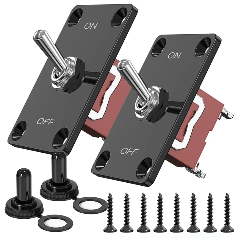 

Heavy Duty Toggle Switch 12V,2Pc 2Pin Waterproof SPST Marine On Off Switch With Mounting Panel 30A For Marine Electrical