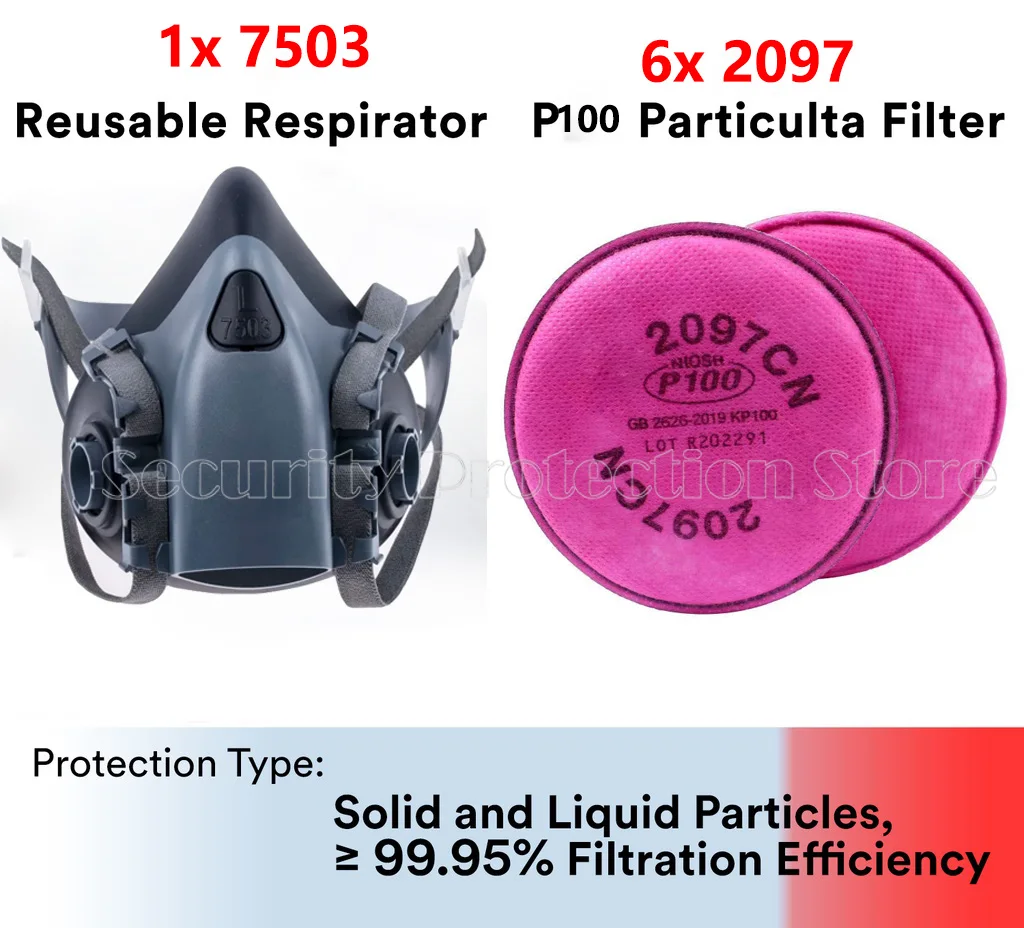 

7503 Half Face Reusable Respirator Mask with Advanced Particulate Filter 2091 2097 2135 2138 2078 2297 Paint Welding Wooding