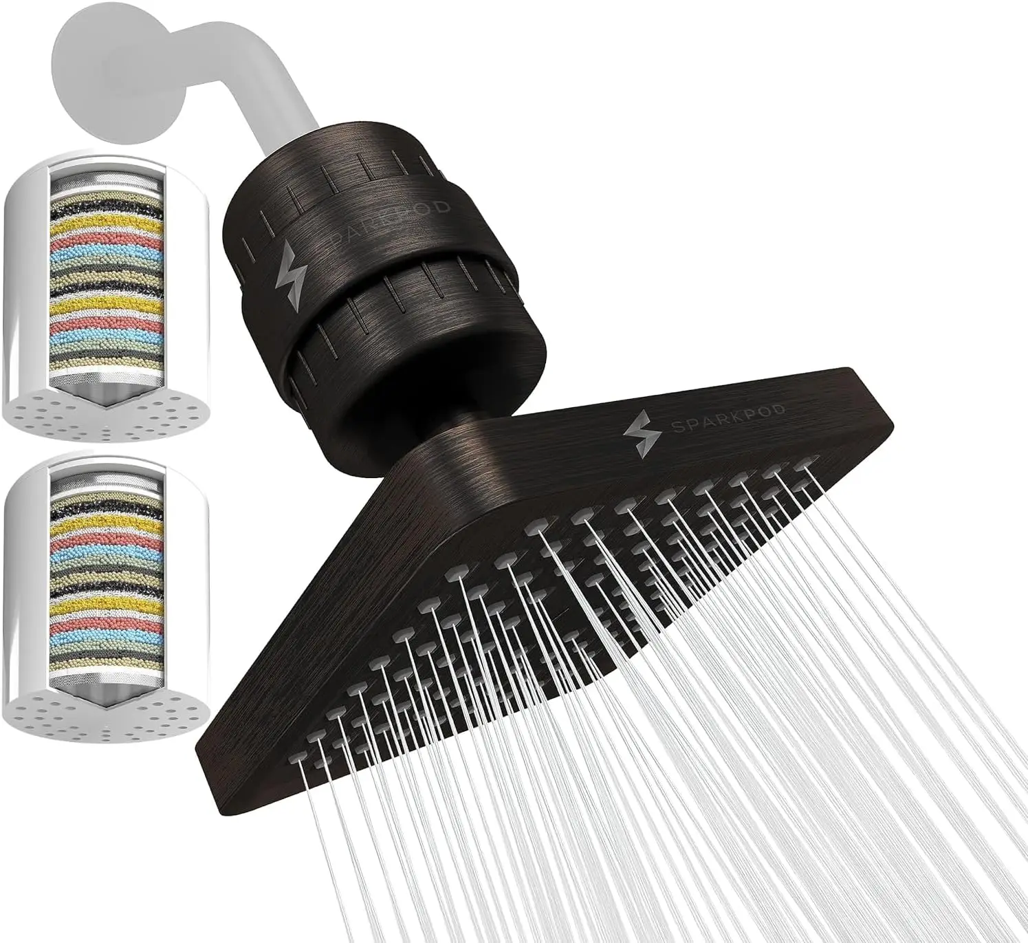 Sparkpod Luxury Filtered Shower Head Set 23 Stage Shower Filter With 1 Extra Filter - Removes Chlorine And Heavy Metals - High