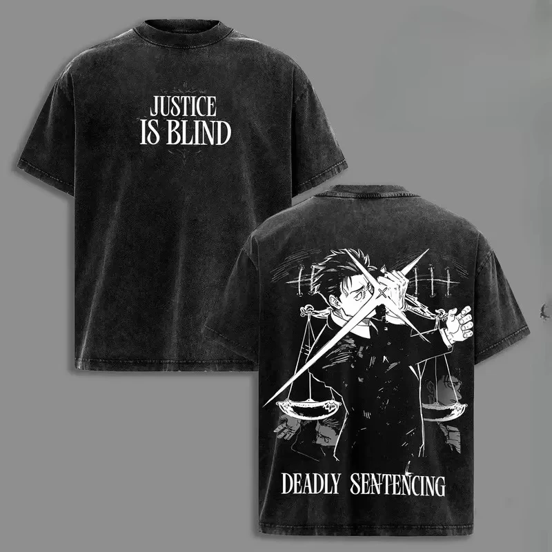 Higuruma Hiromi Bedrucktes T-Shirt Anime Jujutsu Kaisen Herrenkleidung Retro Washed T-Shirts Lässiges T-Shirt Harajuku 2026 Sommer T-Shirt