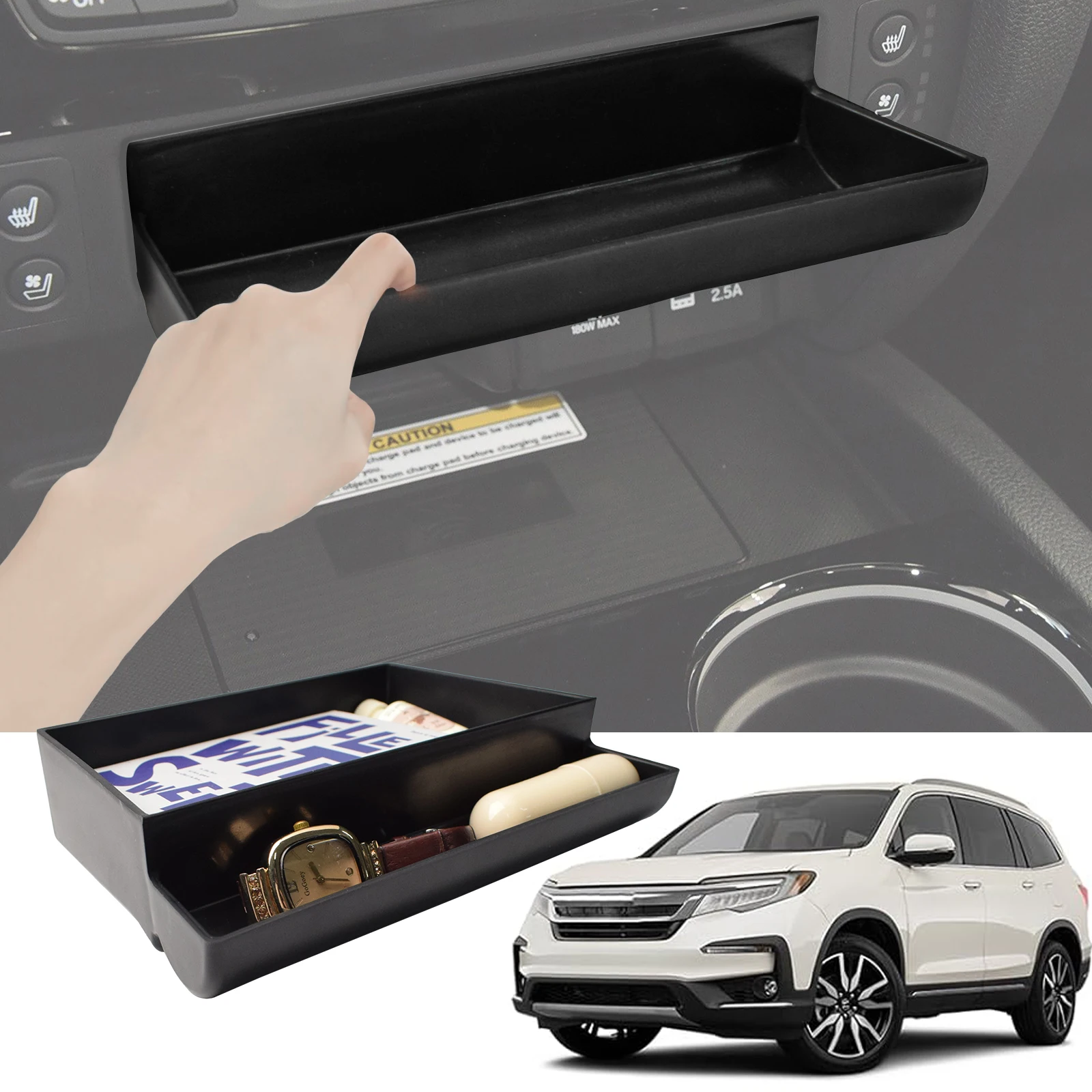 

For Honda Pilot 2016-2020 2021 2022 Center Console Organizer Drawer Storage Box Tray ABS Accessories Interior Car Storage Box
