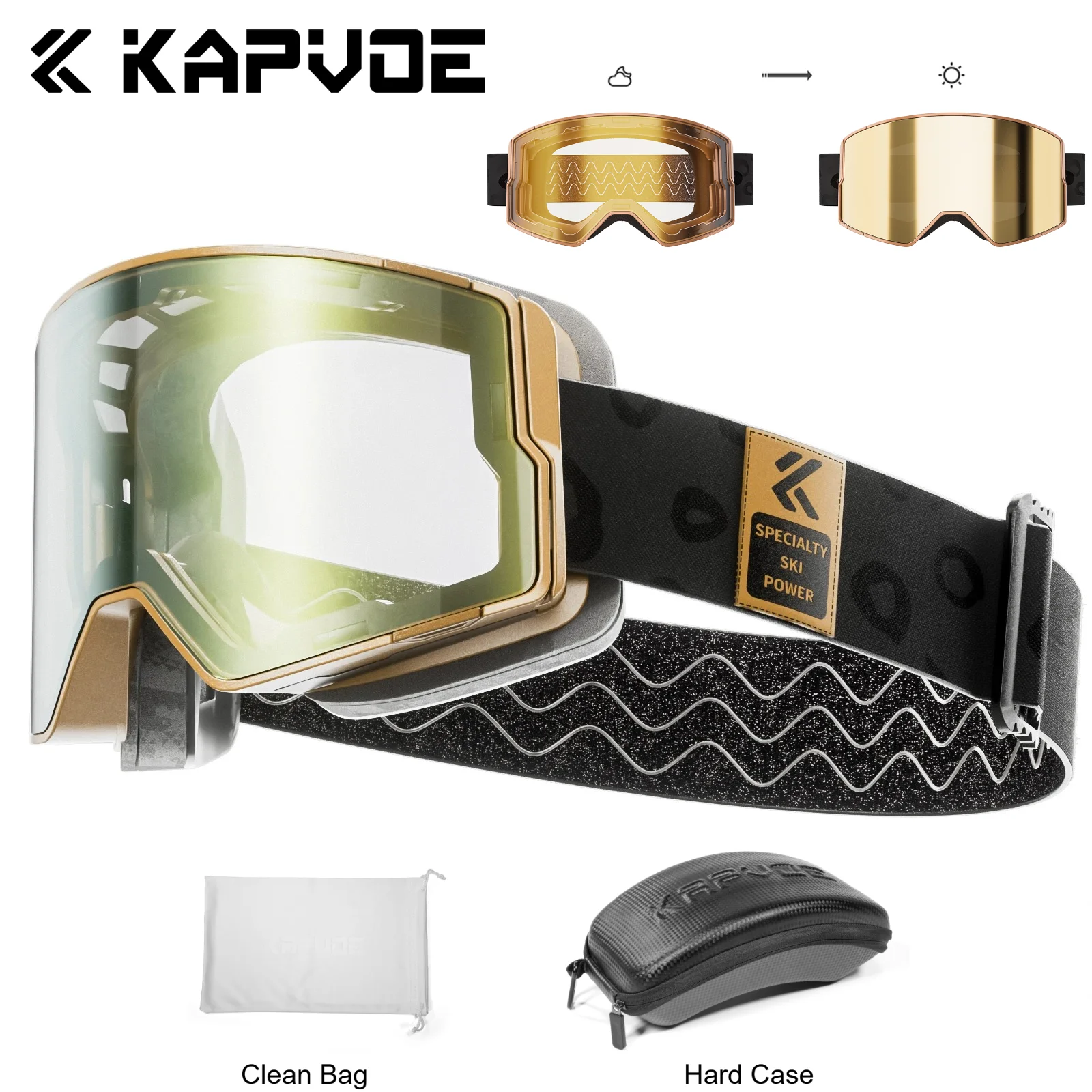

Kapvoe Photochromic Ski Goggle Snowboard Anti-Fog Mask for Men Women Eyewear Kit UV400 Protection Snow Glasses Snowmobile Winter