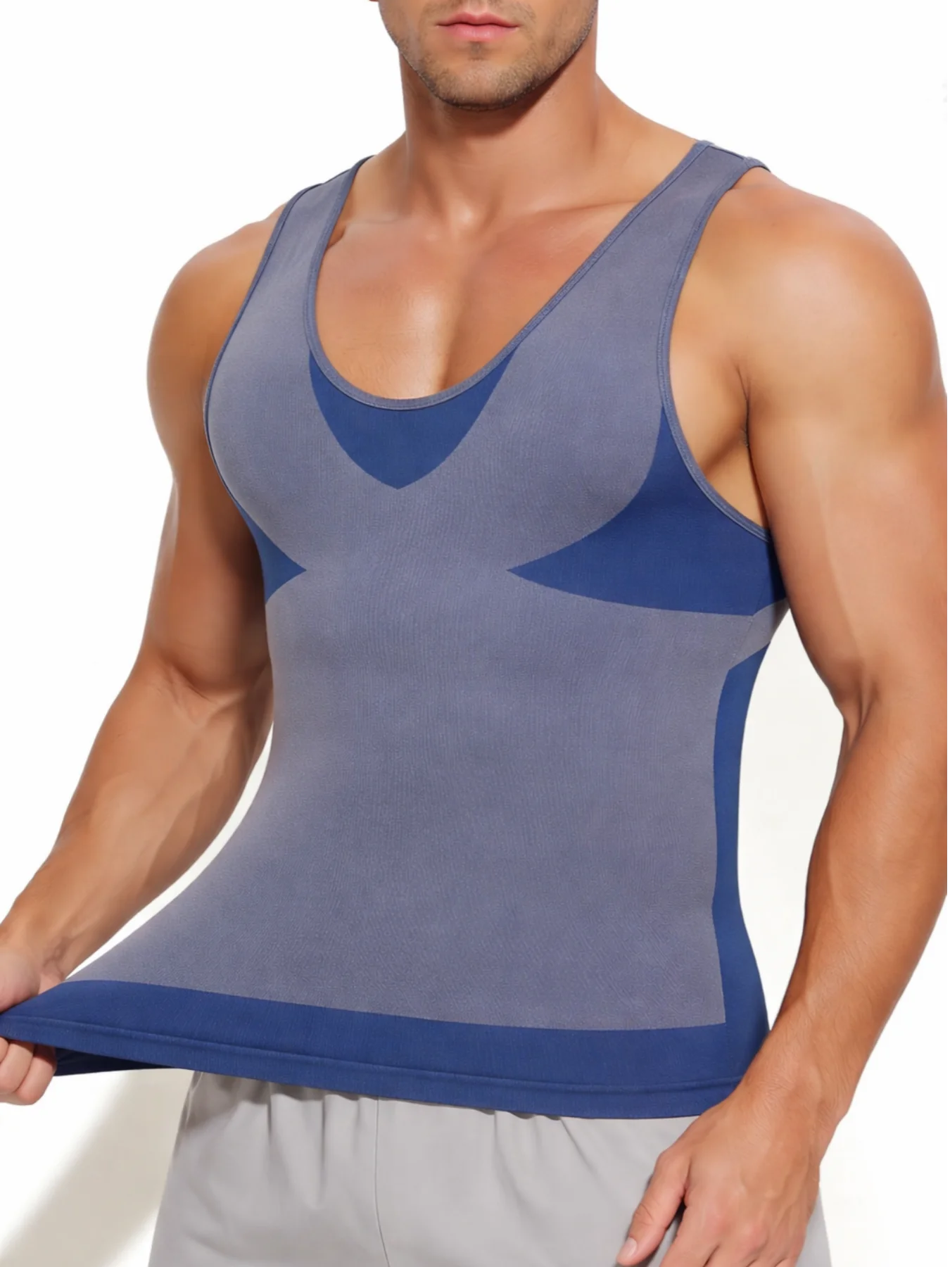 Men's Chest Binder Slimming Undershirt Compression Tank Top for Gynecomastia Male Corset Hidden Chest Vest