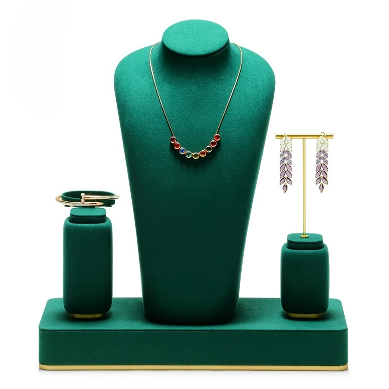 

Зеленая подставка для ювелирных изделий, ожерелье, кулон, реквизит для хранения, серьги, кольца, органайзер, экспонентный набор, стеллаж для выставки товаров ювелирных изделий