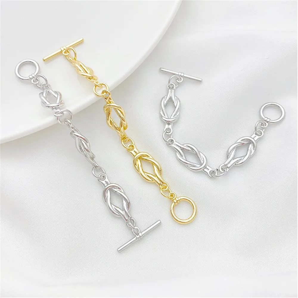 

14K Bag Gold Long OT Buckle Chain Handcrafted DIY Pearl Bracelet Necklace Knot Closure Buckle Buckle Accessories K137