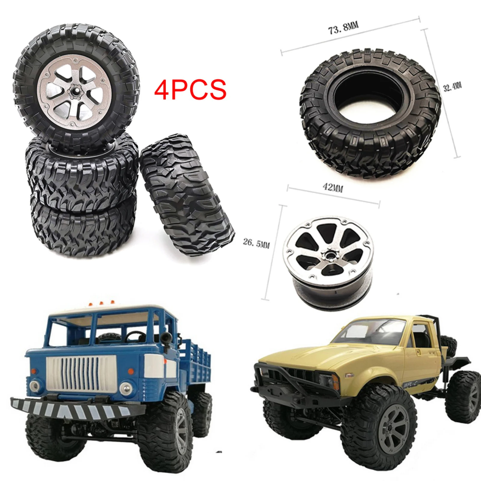 4 قطعة/المجموعة 73.8 مللي متر المطاط عجلة الإطارات حافة ل WPL B16 B36 B-14 C14 1/16 RC سيارة شاحنة استبدال ترقية أجزاء