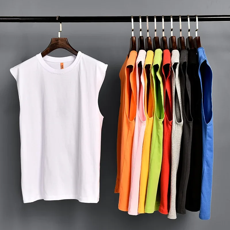 MRMT 2026 Brand New Men's Solid Color Tank Top Casual Men Pure Cotton Round Neck Sleeveless T Shirt Vest Man Tank Tops Tees