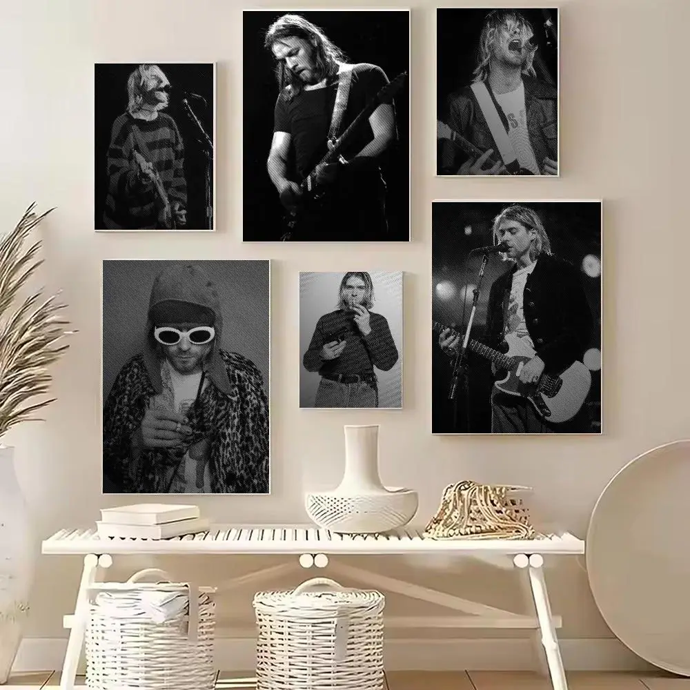 Grunge Rock Icon K-Kurt Cobain Poster PP Wall Decor Posters Celebrity Art Prints Aesthetic Wall Art Bedroom Office Home Gift