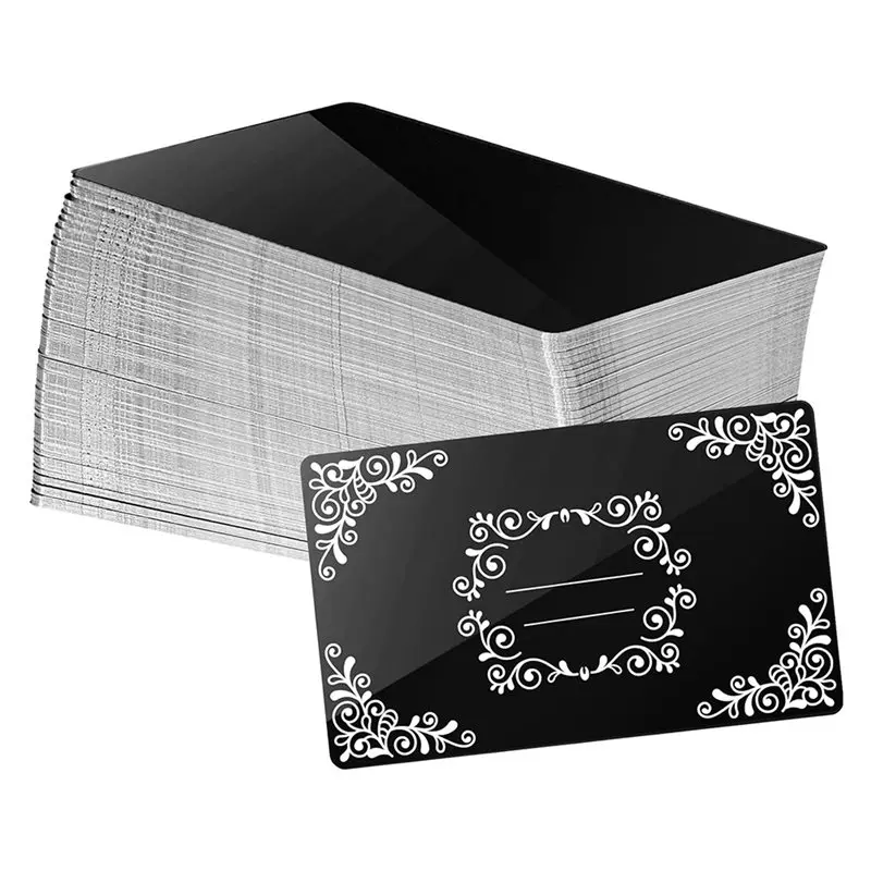 24-Hour Delivery 300 Pcs Metal Engraving Blanks Aluminum Sheet Laser Engraving Business Card Engraving DIY Gift Cards, Gloss Bla