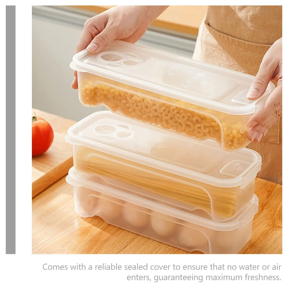 

2pcs Transparent Rectangular Pasta Storage Container Airtight For Refrigerator Pantry Organizer Sealed Grain